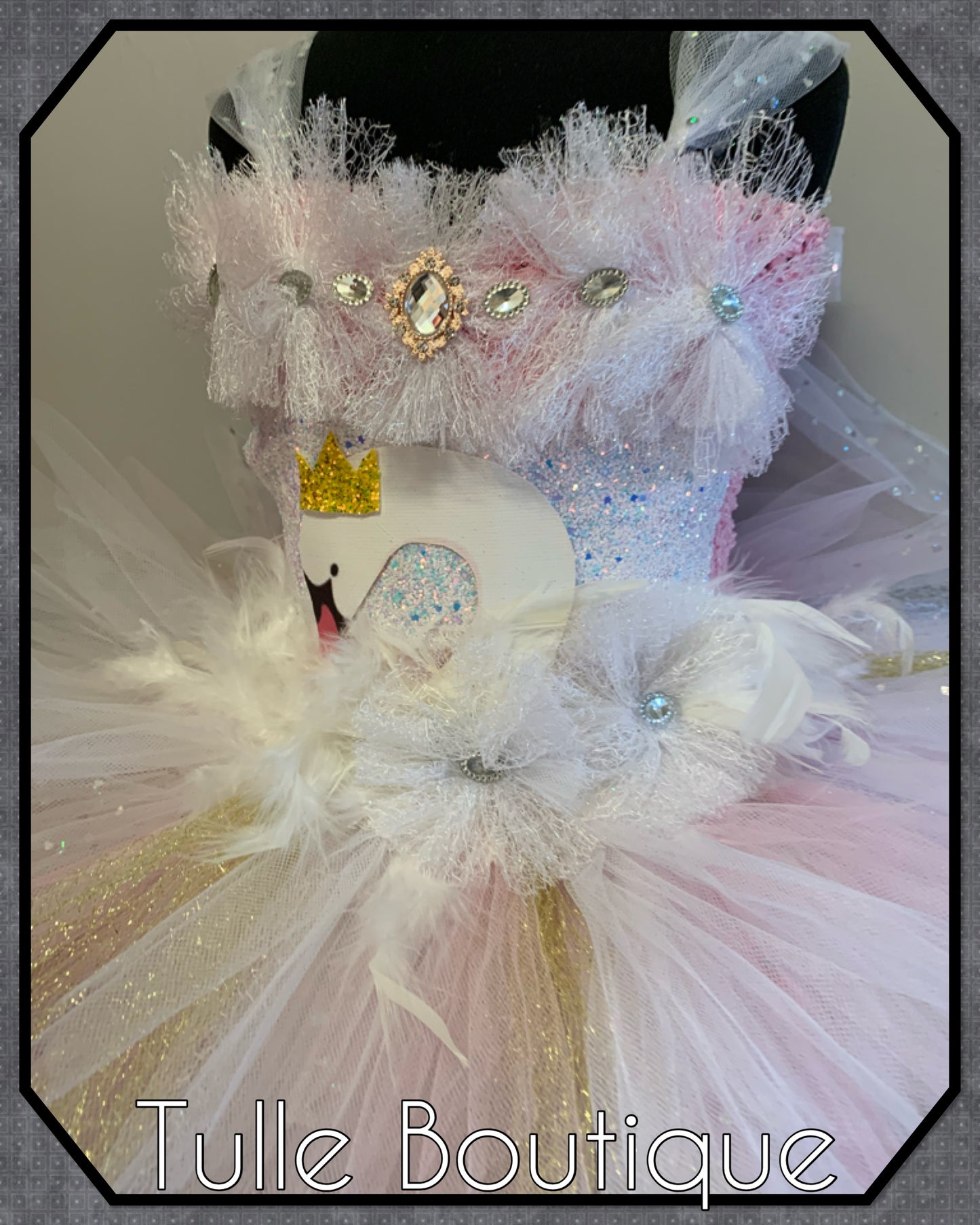 LEONA.Enchanted Swan Christmas party tutu dress