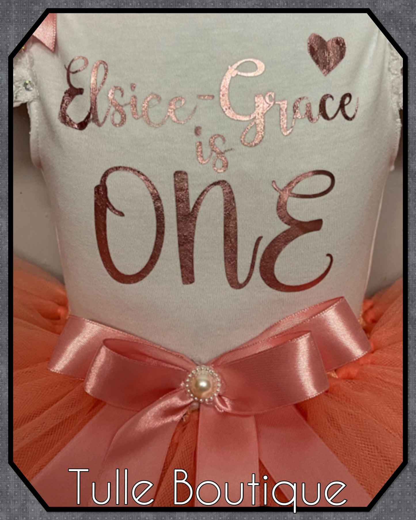 Rose gold T-shirt and tutu 1st birthday party outfit