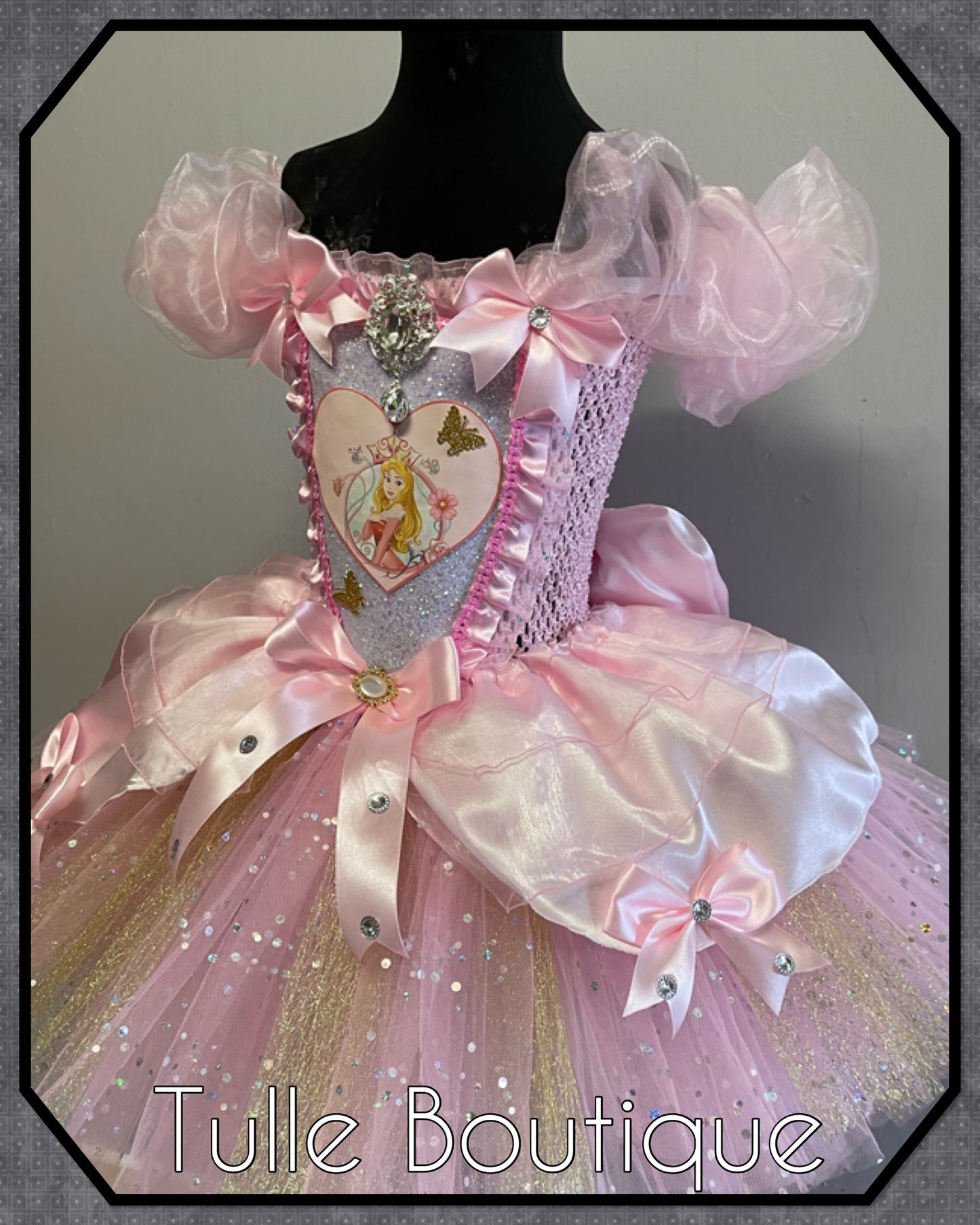 Pink and gold Princess Aurora sleeping beauty ballgown tutu dress