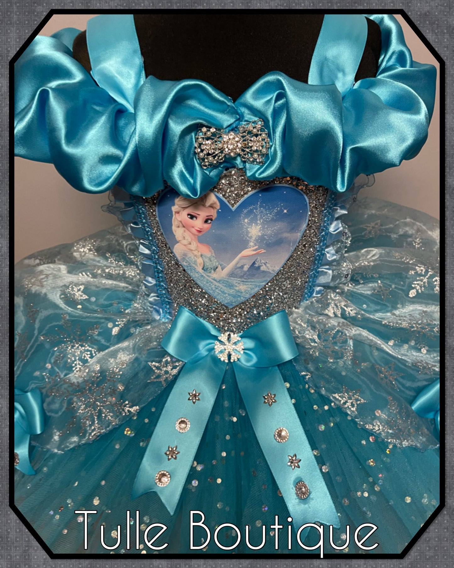 Frozen Elsa turquoise snowflake ballgown tutu dress