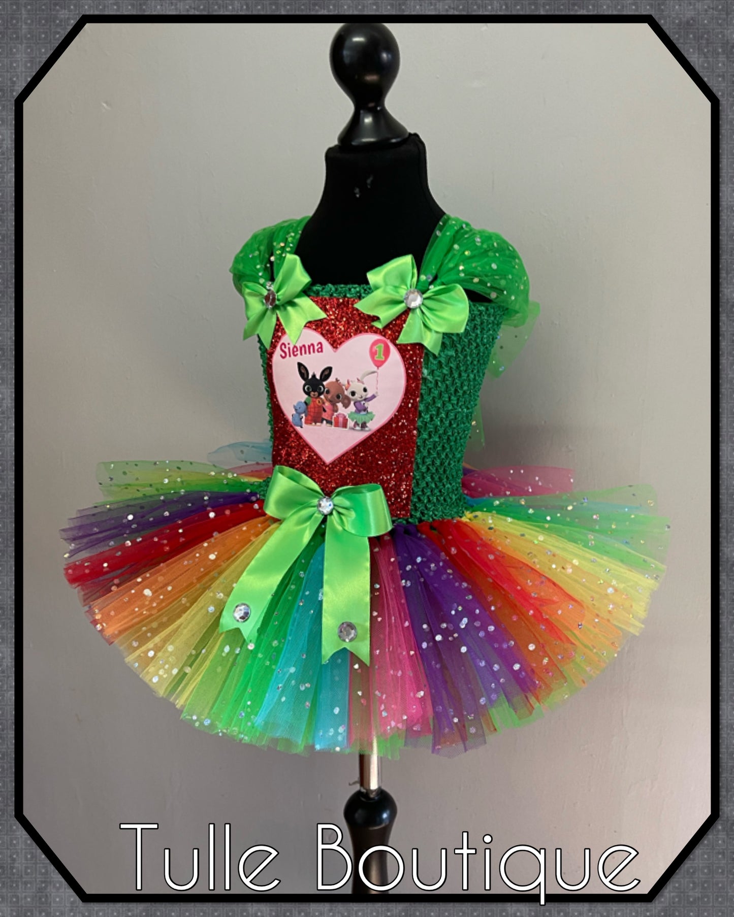 Bing bunny personalized rainbow birthday tutu dress