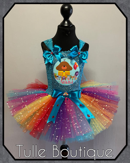 Hey Duggee rainbow birthday tutu dress