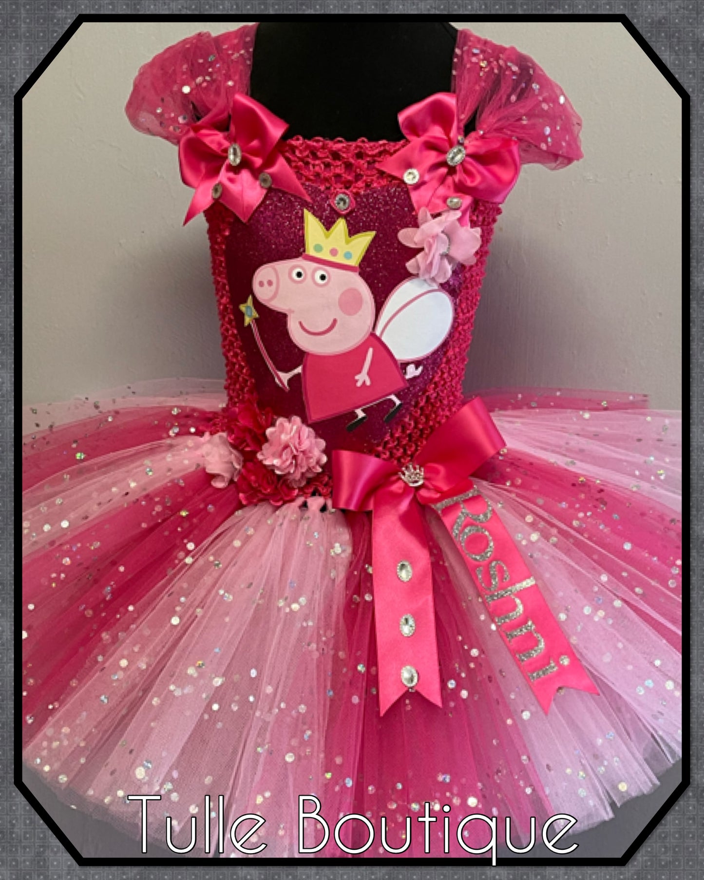 Girls Hotpink Peppa pig personalized tutu birthday party dress