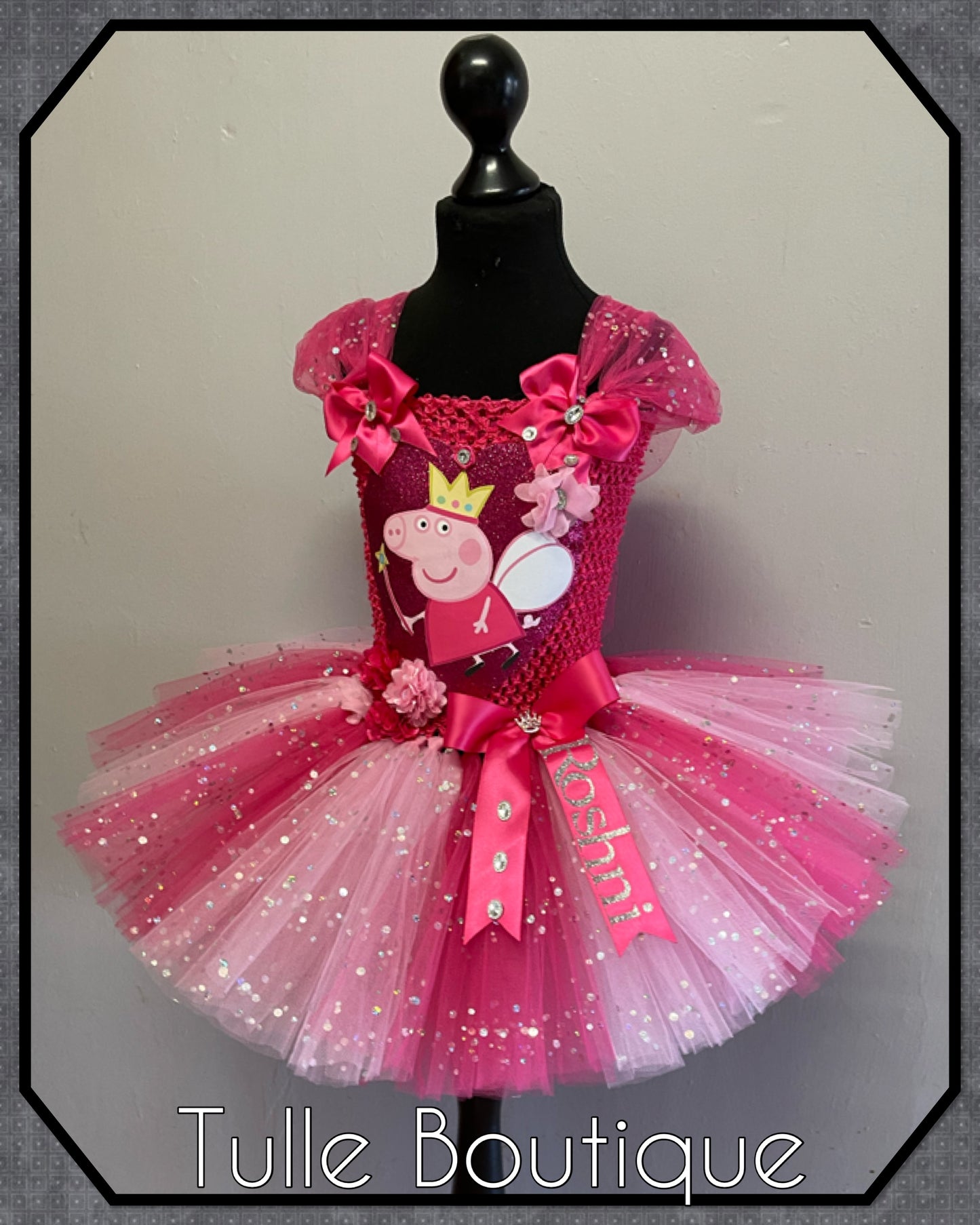 Girls Hotpink Peppa pig personalized tutu birthday party dress