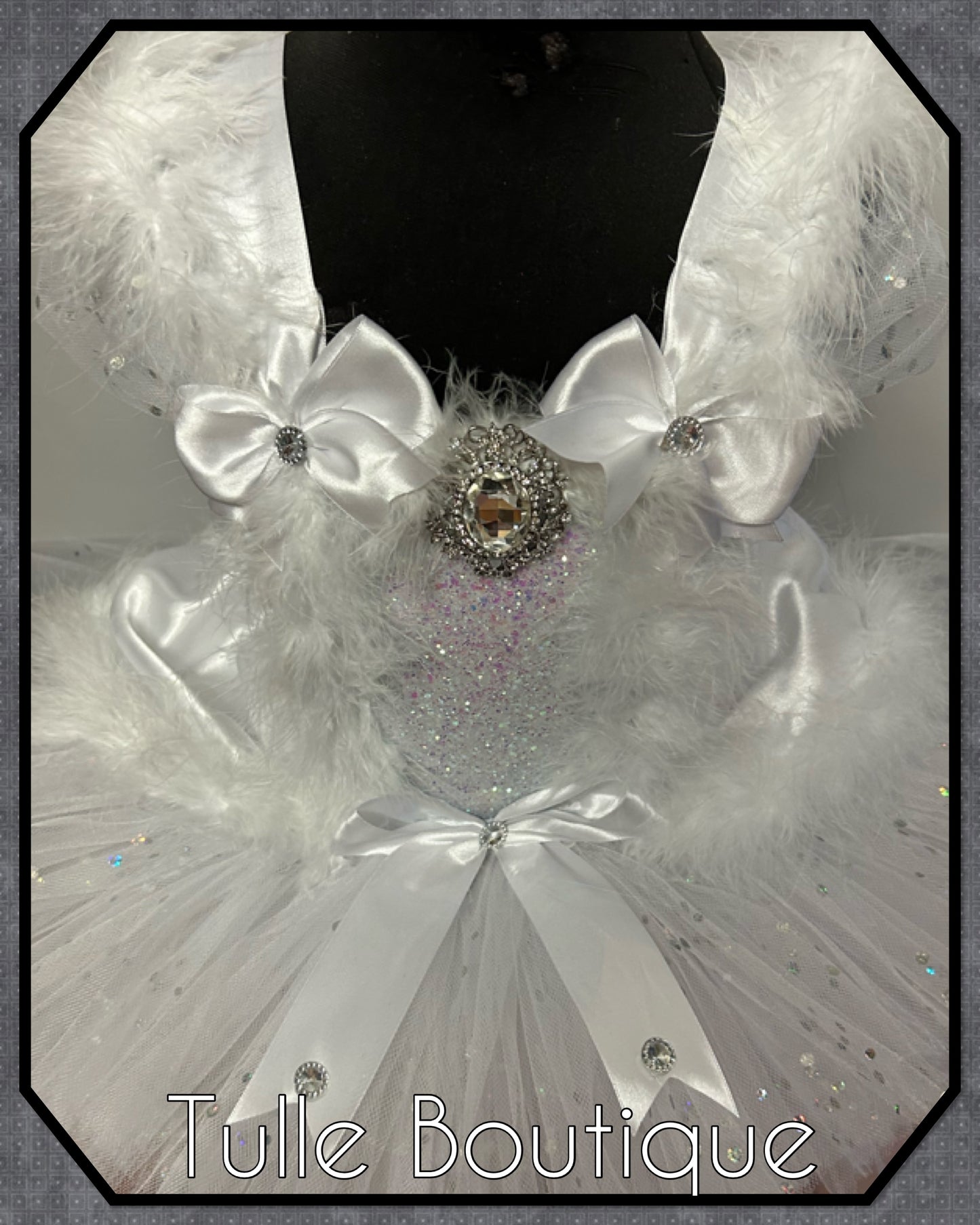 LEAH. Winter Wonderland Ice queen princess tutu dress with longer back.