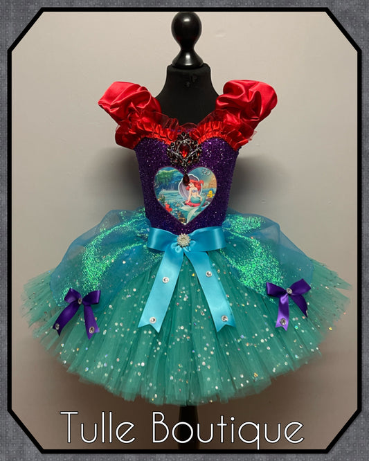 Girls Little mermaid princess Ariel ballgown tutu dress