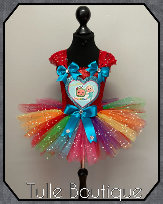 Cocomelon personalized rainbow birthday tutu dress