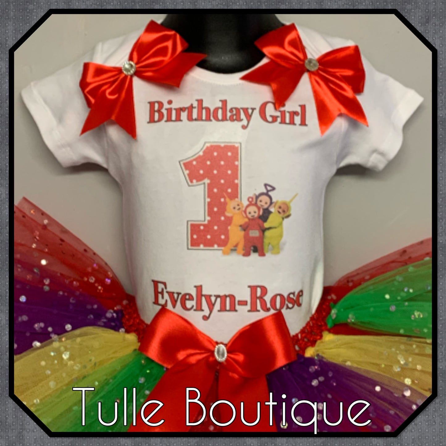 Teletubbies 1st birthday T-shirt and tutu birthday party outfit