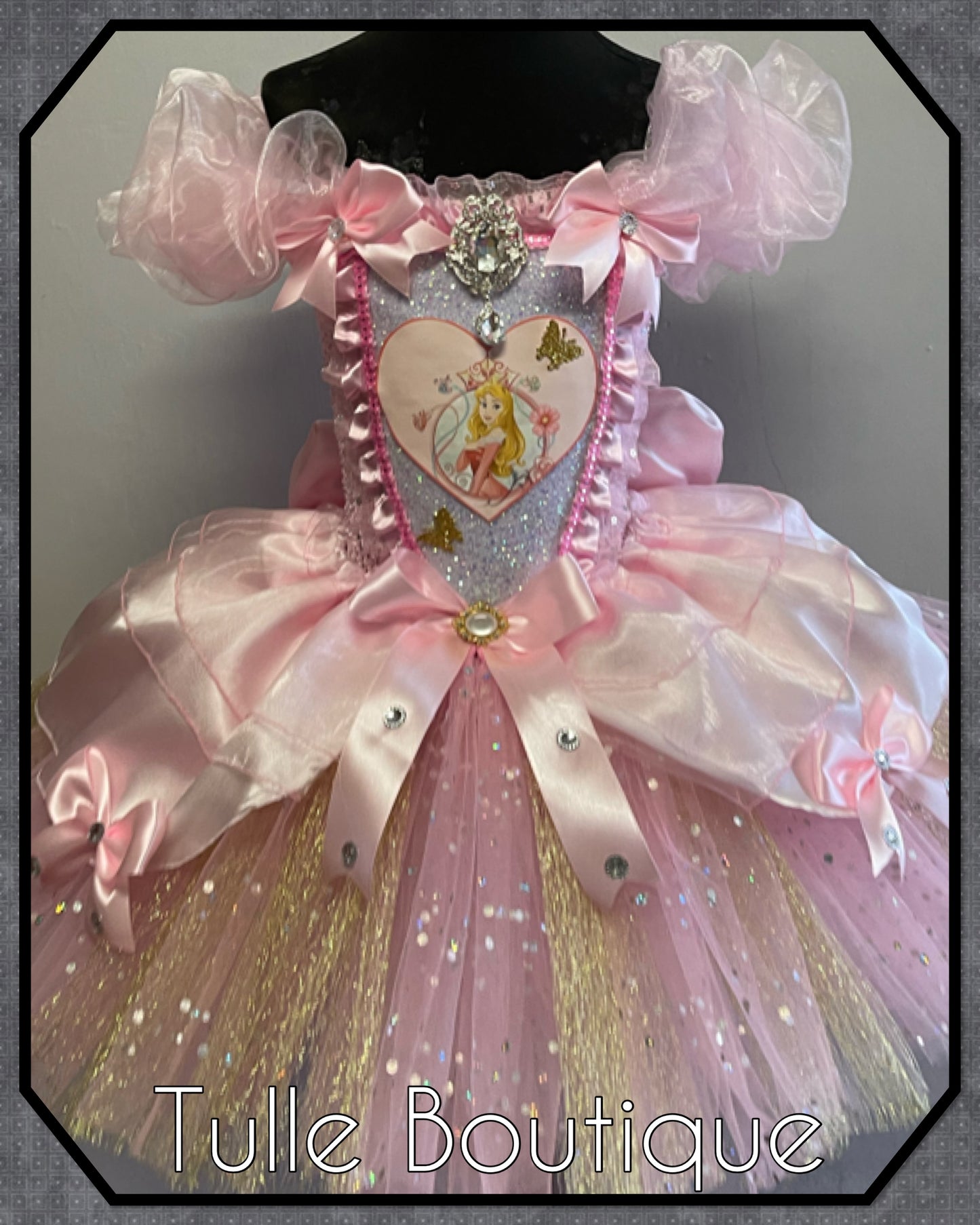 Pink and gold Princess Aurora sleeping beauty ballgown tutu dress