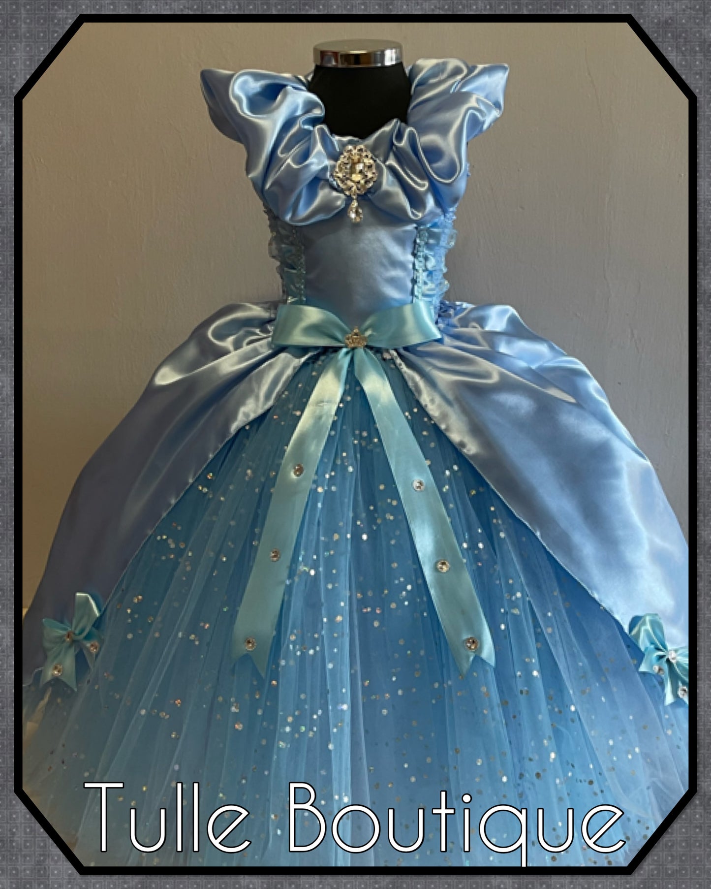 Princess full length sky blue ballgown tutu dress