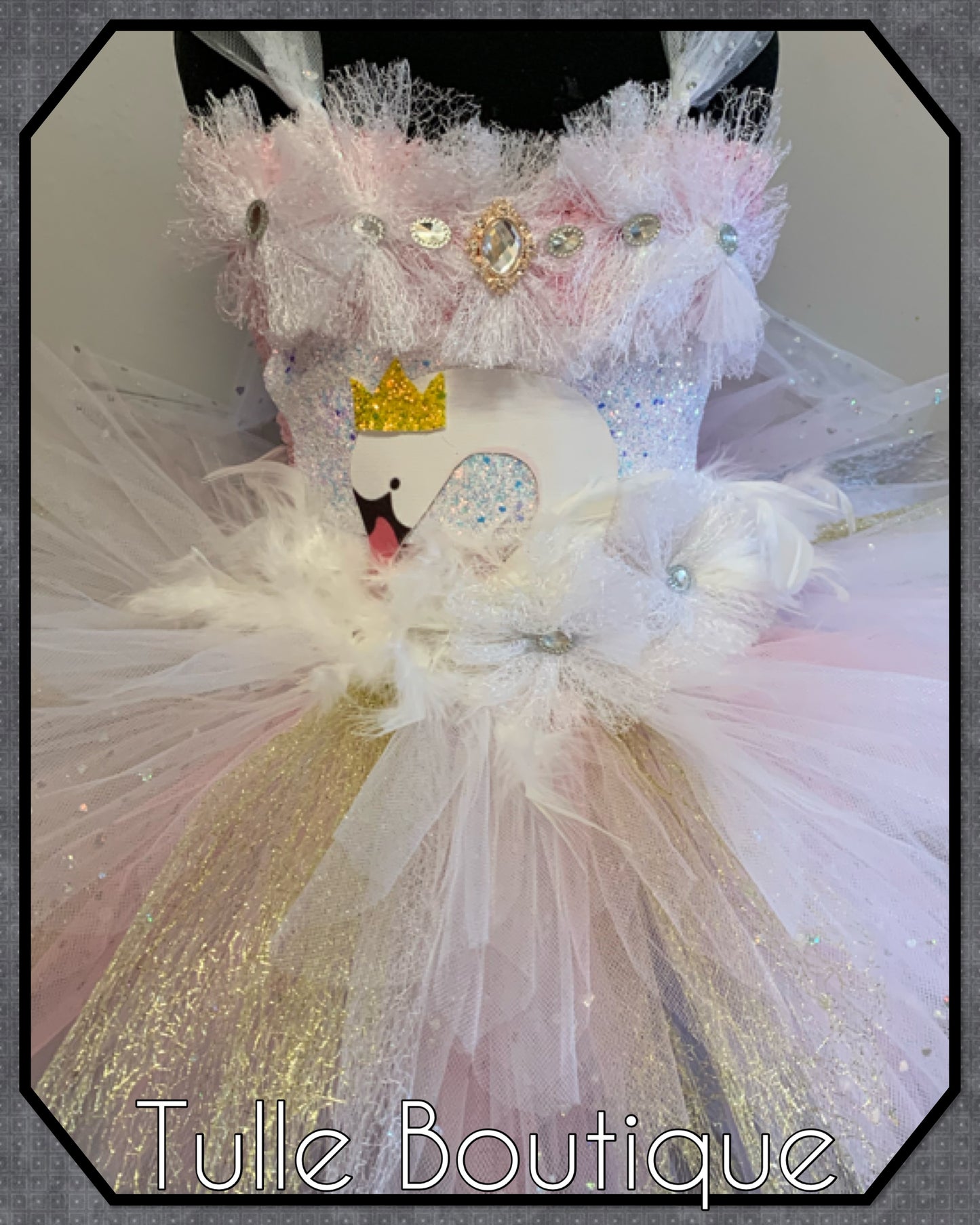 LEONA.Enchanted Swan Christmas party tutu dress