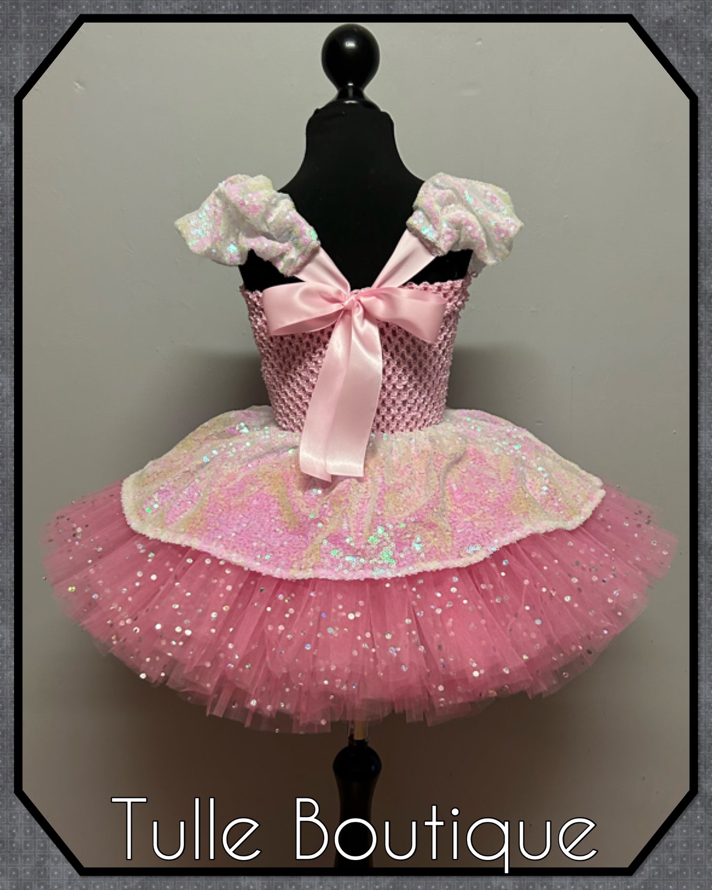 Girls Princess ballgown iridescent sequin tutu party dress