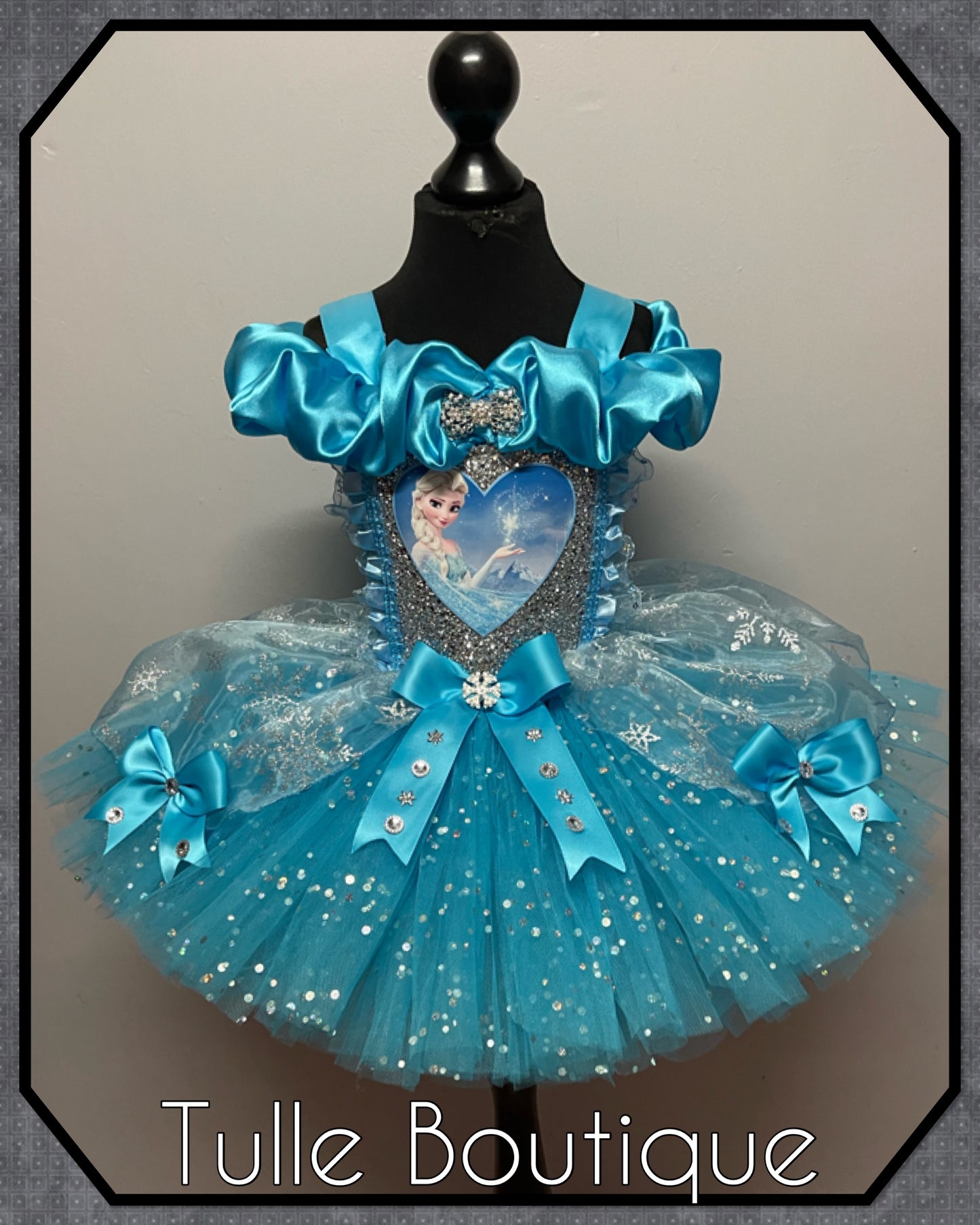 Frozen Elsa turquoise snowflake ballgown tutu dress