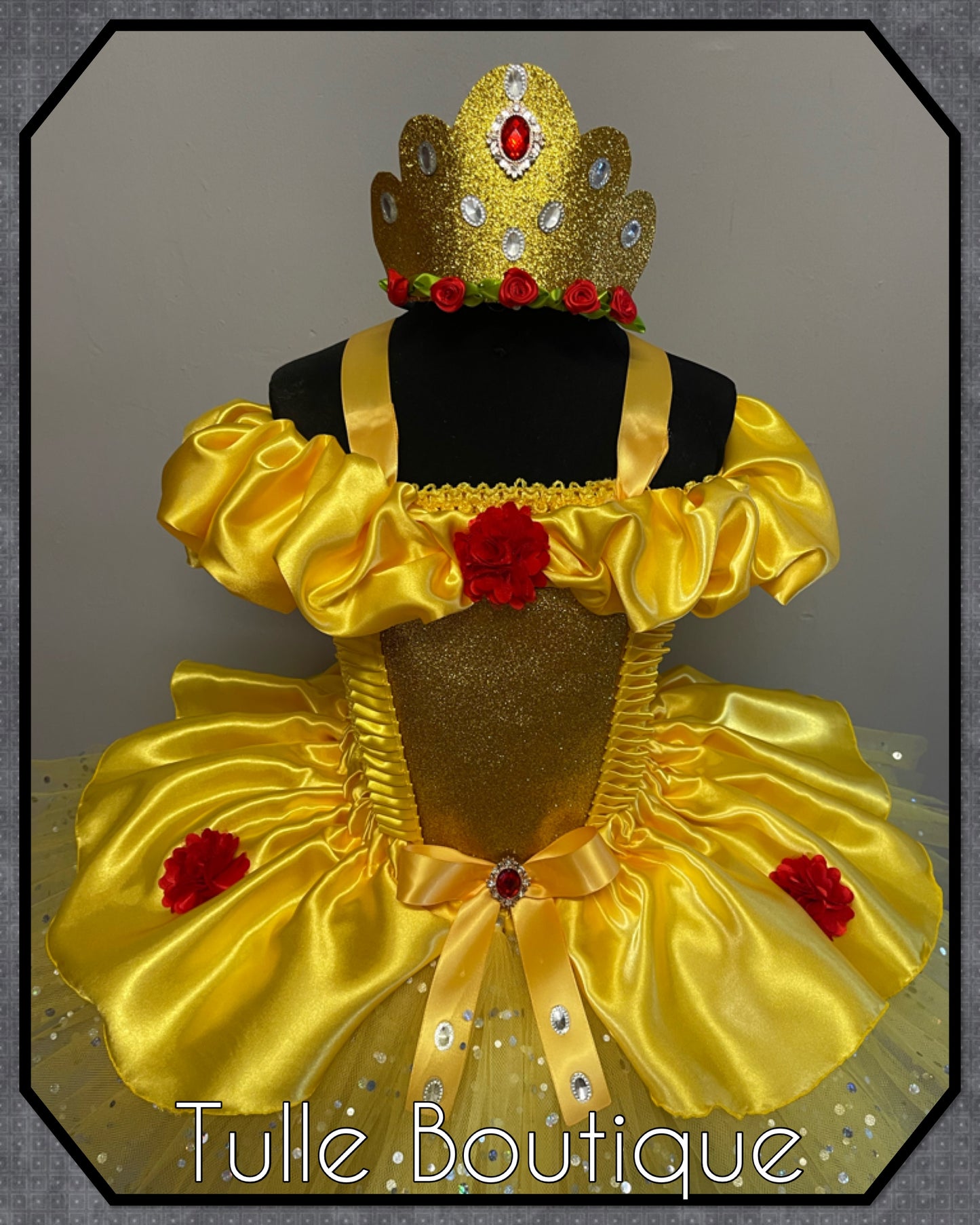 Princess Belle glitter ballgown yellow tutu dress