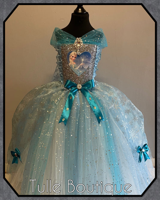 Princess elsa frozen ice queen full length ballgown tutu dress