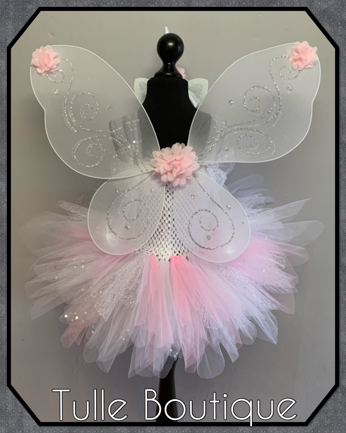 LACEY. Baby pink and white Unicorn princess tutu birthday party dress