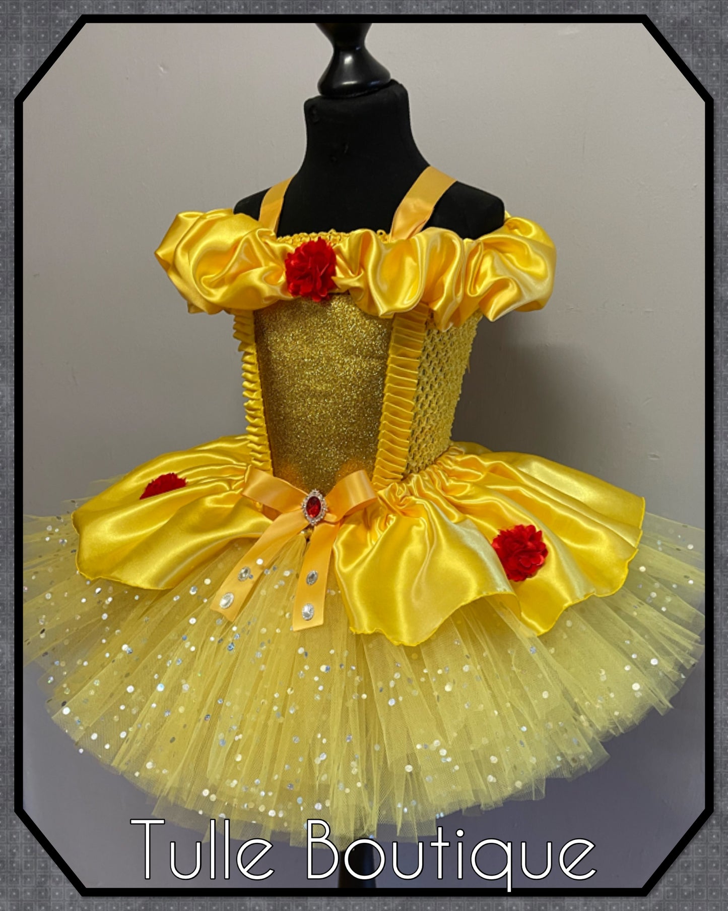 Princess Belle glitter ballgown yellow tutu dress