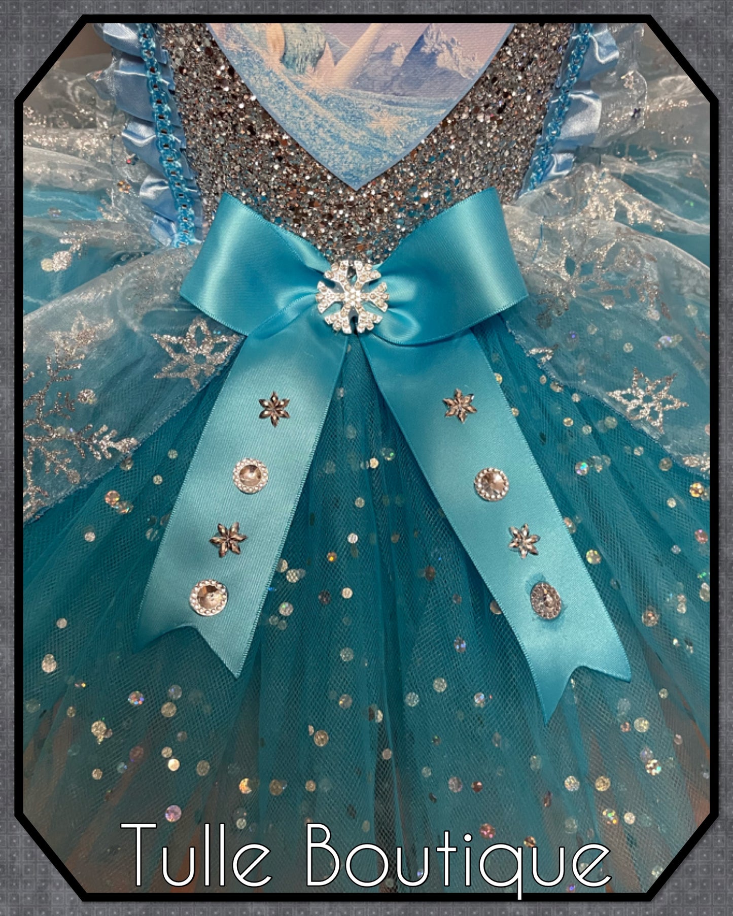 Frozen Elsa turquoise snowflake ballgown tutu dress