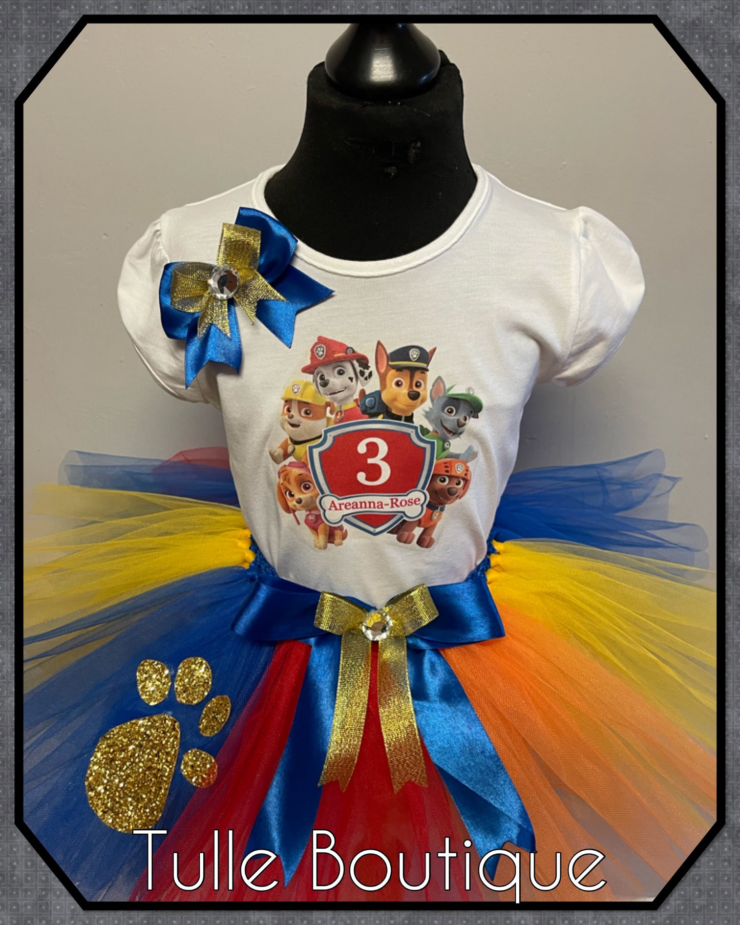 Paw patrol T-shirt and tutu birthday party outfit